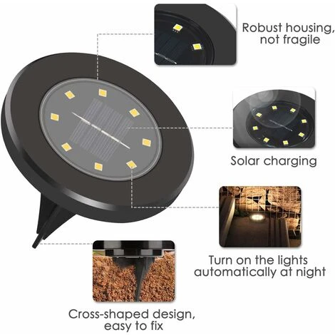 Luce Solare Per Esterni 8 LED, Confezione Da 4, Illuminazione Solare Per Esterni, Impermeabile IP65, Luce Decorativa Per Prato, Sensore Di Movimento Spot Solare Per Giardino, Cortile, Esterno, Corrido 5 Luce Solare Per Esterni 8 LED, Confezione Da 4, Illuminazione Solare Per Esterni, Impermeabile IP65, Luce Decorativa Per Prato, Sensore Di Movimento Spot Solare Per Giardino, Cortile, Esterno, Corrido - immagine 5