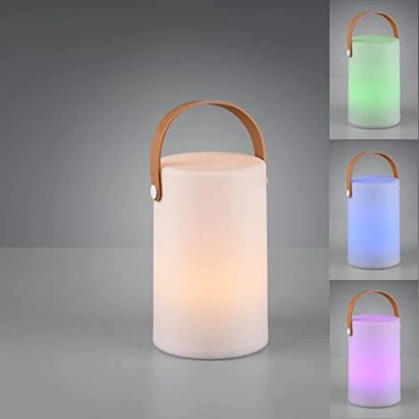 Reality Leuchten R57080101 - Lampada Da Tavolo A LED A Batteria, Per Esterni, In Plastica Bianca, Inclusa 1 Watt RBG LED Con Cambiamento Di Colore 2 Reality Leuchten R57080101 - Lampada Da Tavolo A LED A Batteria, Per Esterni, In Plastica Bianca, Inclusa 1 Watt RBG LED Con Cambiamento Di Colore - immagine 2
