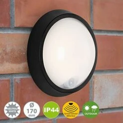Briloner Leuchten - Luce Esterna A LED, Lampada Da Parete Da Esterni Incl. Sensore Di Movimento E Sensore Crepuscolare, 12 Watt, 1.150 Lumen, 4.000 Kelvin, Bianca/nera, Rotonda, Ø 17cm -Vendite VIDAXL || LEDVANCE || STEINEL 32998496 4