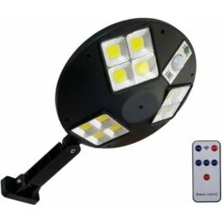 Lampione Solare Led Esterno 12 COB Sensore Movimento Faro Luce Fredda Rotondo