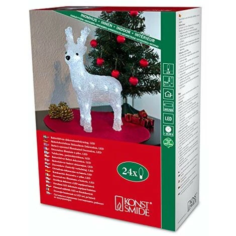 Konstsmide 6158-203 / Renna In Acrile LED / 24 Diodi Bianco Freddi/a Batteria 1 Konstsmide 6158-203 / Renna In Acrile LED / 24 Diodi Bianco Freddi/a Batteria