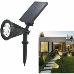 Faro Led Pannello Solare Faretto . Ricaricabile 7 W Luce Calda Da Giardino