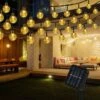 Luci A Stringa Solare Da Esterno 12M 100 LED Luci A Corda Bianche Calde Con 8 Modalità E Lampada Decorativa IP65 Impermeabile Ideale Per Casa, Giardino, Festival, Albero Di Natale