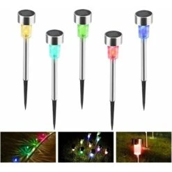 Luce Solare Da Esterno Da Giardino, Decorazione Da Giardino A LED Senza Fili Illuminazione Solare Da Esterno Per Percorsi Da Prato Luce Ricaricabile Automatica IP65 Impermeabile - 5 Pezzi 6 Colori