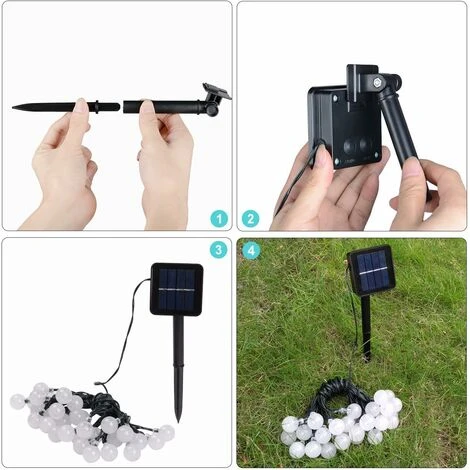 Luci A Stringa Da Giardino A LED 8 Modalità, 6,5 M 30 Pezzi Luci A Stringa Da Giardino Solari Impermeabili Con Sfera Di Cristallo, Luci A Cielo Stellato Per Esterni Luci A Stringa A Energia Solare, Ca 5 Luci A Stringa Da Giardino A LED 8 Modalità, 6,5 M 30 Pezzi Luci A Stringa Da Giardino Solari Impermeabili Con Sfera Di Cristallo, Luci A Cielo Stellato Per Esterni Luci A Stringa A Energia Solare, Ca - immagine 5