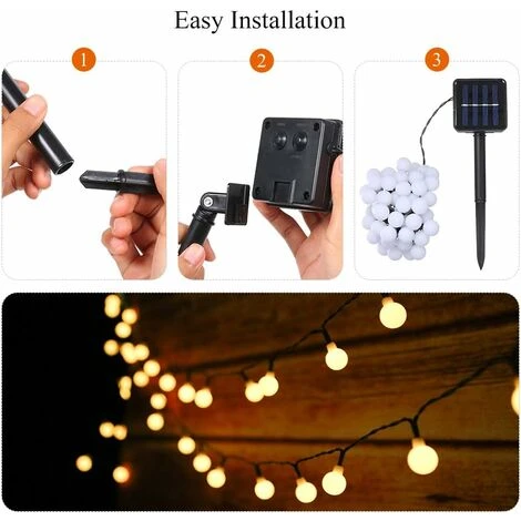 Luci Solari Da Esterno A Stringa, 6,9 M 50 LED A Stringa Solare Impermeabile IP44 Con 8 Modalità Di Illuminazione Per Decorazioni Interne Ed Esterne, Giardino, Albero Di Natale, Feste, Ecc. 3 Luci Solari Da Esterno A Stringa, 6,9 M 50 LED A Stringa Solare Impermeabile IP44 Con 8 Modalità Di Illuminazione Per Decorazioni Interne Ed Esterne, Giardino, Albero Di Natale, Feste, Ecc. - immagine 3