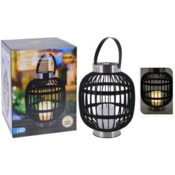 Lanterna Solare A LED Con Candela Nera ProGarden