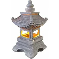 Lanterne Japonaise Exterieure Jardin, Solaire Exterieure Décoratifs Jardin Zen Statue Lanterne Pagode, Créatif Cadeau Vintage Artisanat, Solaire Lumières Lampada Decorativa, 17 34 Cm