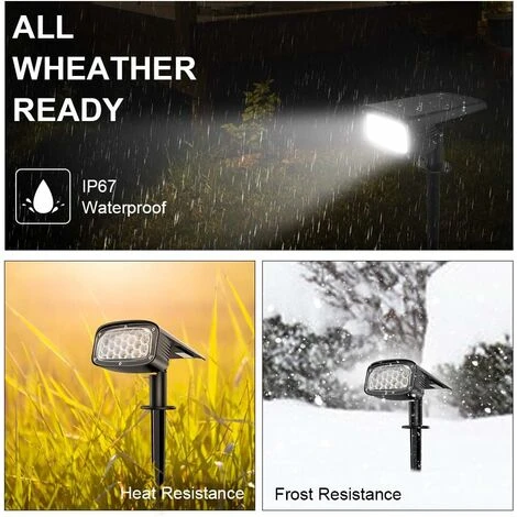 SOEKAVIA Faretto Solare Da Esterno, 34 LED Lampada Solare Da Giardino Impermeabile Da Esterno, Faretto Solare 2-in-1 Installazione A 3 Modalità Per Percorso Patio Pathway, 2 CONFEZIONI 4 SOEKAVIA Faretto Solare Da Esterno, 34 LED Lampada Solare Da Giardino Impermeabile Da Esterno, Faretto Solare 2-in-1 Installazione A 3 Modalità Per Percorso Patio Pathway, 2 CONFEZIONI - immagine 4