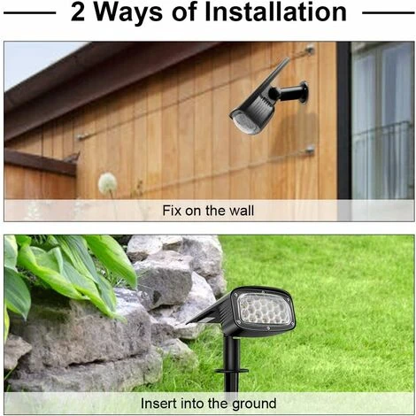 SOEKAVIA Faretto Solare Da Esterno, 34 LED Lampada Solare Da Giardino Impermeabile Da Esterno, Faretto Solare 2-in-1 Installazione A 3 Modalità Per Percorso Patio Pathway, 2 CONFEZIONI 5 SOEKAVIA Faretto Solare Da Esterno, 34 LED Lampada Solare Da Giardino Impermeabile Da Esterno, Faretto Solare 2-in-1 Installazione A 3 Modalità Per Percorso Patio Pathway, 2 CONFEZIONI - immagine 5