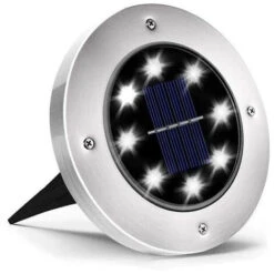 Picchetto Faretto 8 LED Solare Da Giardino Lampada LED Segnapasso Luce Bianca