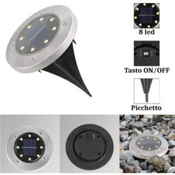 Picchetto Faretto 8 LED Solare Da Giardino Lampada LED Segnapasso Luce Bianca -Vendite VIDAXL || LEDVANCE || STEINEL 39445948 4