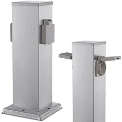 Colonna Elettrica Da Giardino Palo Colonnina 2 Prese Shucko Impermeabili Acciaio