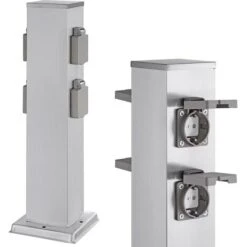 Colonna Elettrica Da Giardino Palo Colonnina 4 Prese Shucko Impermeabili Acciaio