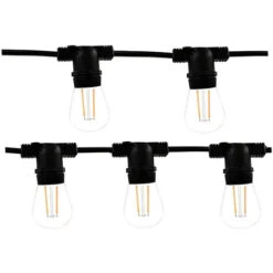 Catena Luminosa Nera Decorativa Vintage 10m Stringa 15 Portalampade Gazebo