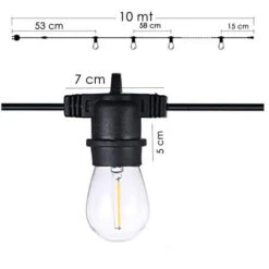 Catena Luminosa Nera Decorativa Vintage 10m Stringa 15 Portalampade Gazebo -Vendite VIDAXL || LEDVANCE || STEINEL 39775673 4