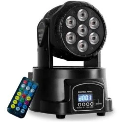PROIETTORE RGB FARO LED TESTA ROTANTE MOBILE EFFETTI DISCO 7 LED DMX WASH PARTY