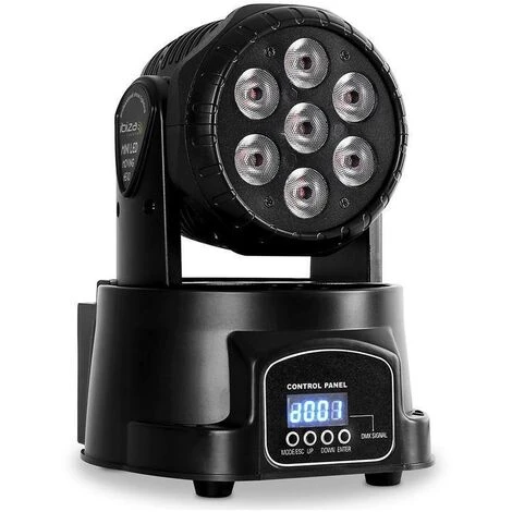 PROIETTORE RGB FARO LED TESTA ROTANTE MOBILE EFFETTI DISCO 7 LED DMX WASH PARTY 4 PROIETTORE RGB FARO LED TESTA ROTANTE MOBILE EFFETTI DISCO 7 LED DMX WASH PARTY - immagine 4