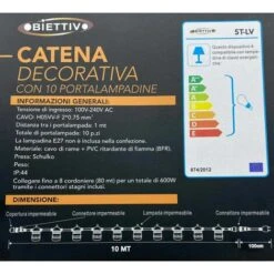 CATENA DI LUCI CORDONIERA LUMINOSA CORDA 11 MT CON PORTALAMPADA E27 CAVO BIANCO -Vendite VIDAXL || LEDVANCE || STEINEL 40399738 4
