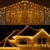Tenda Luminosa Natale 380 Led 10MT Prolungabile Luce Calda Fissa E Fredda Flash