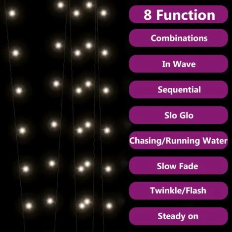 Luci Solari Fatate 2 Pz 2x200 LED Bianco Freddo Interni Esterni VidaXL 4 Luci Solari Fatate 2 Pz 2x200 LED Bianco Freddo Interni Esterni VidaXL - immagine 4