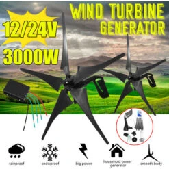 Generatore Di Carica Per Turbina Eolica Da 1000 W 5 Pale + Controller Efficiente Orizzontale (12 V)