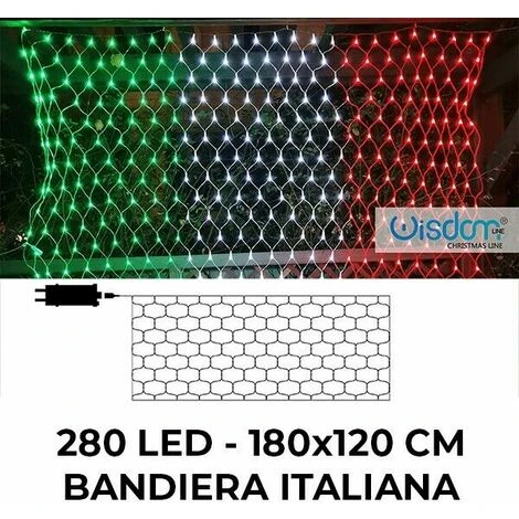 Bandiera Tricolore Tenda Luminosa Italia Per Esterno Con 280 Led Luci Bianco Rosso Verde 1.8x1.2 Metri 2 Bandiera Tricolore Tenda Luminosa Italia Per Esterno Con 280 Led Luci Bianco Rosso Verde 1.8x1.2 Metri - immagine 2