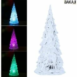 ALBERO DI NATALE ALTEZZA 18CM ACRILICO CON ILLUMINAZIONE LED CAMBIA COLORE