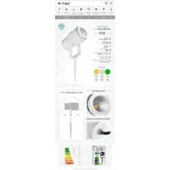 V-TAC VT-857 FARETTO LED COB DA GIARDINO 12W 720 Lm CON PICCHETTO COLORE BIANCO IP65 - SKU 7547 / 7548 / 7549 | Bianco Naturale -Vendite VIDAXL || LEDVANCE || STEINEL 50781582 3