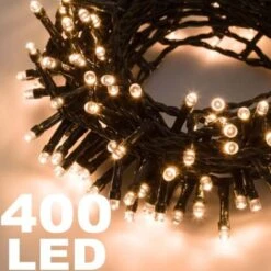 Trade Shop - Catena Luminosa 400 Luci Led Lucciole Bianco Caldo Controller 8 Funzioni Interno