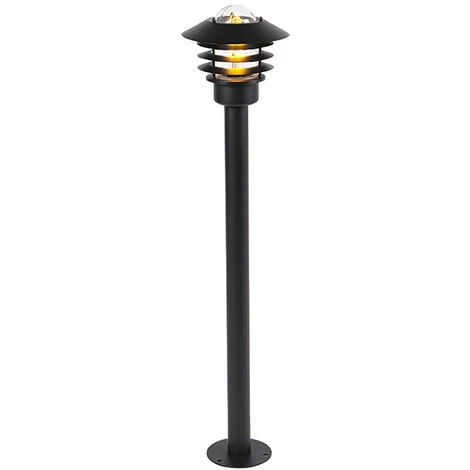QAZQA Palo Da Giardino Prato - Moderno - Acciaio Inossidabile - Nero - Tondo/Oblungo Max. 1 X Watt 1 QAZQA Palo Da Giardino Prato - Moderno - Acciaio Inossidabile - Nero - Tondo/Oblungo Max. 1 X Watt