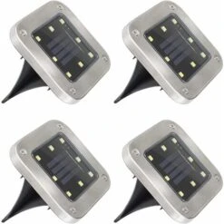 Luce Solare Da Esterno 8 LED, Confezione Da 4, Illuminazione Solare Da Esterno, Impermeabile IP65, Luce Decorativa Per Prato, Sensore Di Movimento A Spot Solare Per Giardino, Cortile, Esterno, Vialett