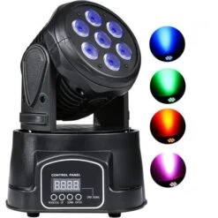 Faro 7 Led Testa Rotante DMX 512 Proiettore Strobo Effetti Luce MD-710