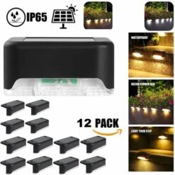 Luce Solare Impermeabile Per Recinzione, Luce Solare Per Terrazze, Luce Per Scale, Luci Solari Da Giardino A LED IP65 Per Recinzioni Per Scale Del Patio (luce Calda-nero, 12 Pezzi) -Vendite VIDAXL || LEDVANCE || STEINEL 54706492 5