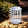 Lampade Solari Per Esterno Decorazione Giardino Lanterna Lampada Orientale Lanterne Solari Per Esterno Metallo Bianco, Orientale, LED, DxH 13x18 Cm