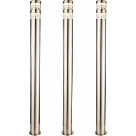 Lampada Da Terra Per Esterno Segnapasso In Acciaio Inox LED Paletto Luminoso Da Giardino Argento, 9W 810lm 3000K, PxH 9,8x100 Cm, Set Di 3 1 Lampada Da Terra Per Esterno Segnapasso In Acciaio Inox LED Paletto Luminoso Da Giardino Argento, 9W 810lm 3000K, PxH 9,8x100 Cm, Set Di 3