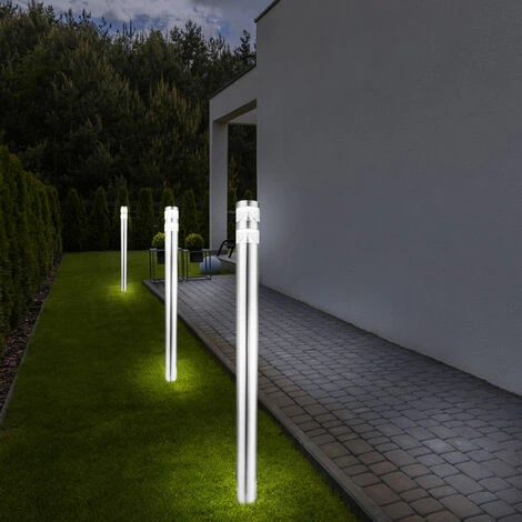Lampada Da Terra Per Esterno Segnapasso In Acciaio Inox LED Paletto Luminoso Da Giardino Argento, 9W 810lm 3000K, PxH 9,8x100 Cm, Set Di 3 2 Lampada Da Terra Per Esterno Segnapasso In Acciaio Inox LED Paletto Luminoso Da Giardino Argento, 9W 810lm 3000K, PxH 9,8x100 Cm, Set Di 3 - immagine 2