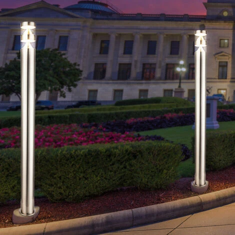 Lampada Da Terra Per Esterno Segnapasso In Acciaio Inox LED Paletto Luminoso Da Giardino Argento, 9W 810lm 3000K, PxH 9,8x100 Cm, Set Di 3 5 Lampada Da Terra Per Esterno Segnapasso In Acciaio Inox LED Paletto Luminoso Da Giardino Argento, 9W 810lm 3000K, PxH 9,8x100 Cm, Set Di 3 - immagine 5