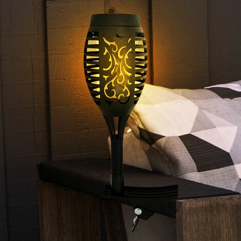 Torce Solari A LED Per Esterni Sfarfallio Balcone Decorazione Da Giardino Torcia Solare Da Giardino Con Morsetto, Luce Ringhiera, Effetto Fuoco Bianco Caldo, H 26 Cm, Set Di 3 4 Torce Solari A LED Per Esterni Sfarfallio Balcone Decorazione Da Giardino Torcia Solare Da Giardino Con Morsetto, Luce Ringhiera, Effetto Fuoco Bianco Caldo, H 26 Cm, Set Di 3 - immagine 4
