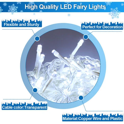 Randaco 10m 200 Catenette Per Pioggia Di Pioggia Di Ghiaccio A LED Coni Ghiacciati Di Natalizia Lampada A Catena A Catena Tenda Leggera Festa Ip44 All'esterno All'interno Di Bianco Freddo 4 Randaco 10m 200 Catenette Per Pioggia Di Pioggia Di Ghiaccio A LED Coni Ghiacciati Di Natalizia Lampada A Catena A Catena Tenda Leggera Festa Ip44 All'esterno All'interno Di Bianco Freddo - immagine 4