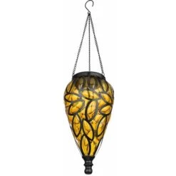 Lampade Solari Da Appendere All'esterno Decorazione Da Giardino Per Esterni Lampada A Sospensione, Batteria IP44 Resistente Alle Intemperie, Metallo Nero Ambra, 15x LED 3200K, PxH 13,5x50cm