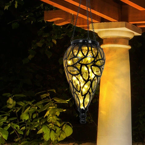 Lampade Solari Da Appendere All'esterno Decorazione Da Giardino Per Esterni Lampada A Sospensione, Batteria IP44 Resistente Alle Intemperie, Metallo Nero Ambra, 15x LED 3200K, PxH 13,5x50cm 3 Lampade Solari Da Appendere All'esterno Decorazione Da Giardino Per Esterni Lampada A Sospensione, Batteria IP44 Resistente Alle Intemperie, Metallo Nero Ambra, 15x LED 3200K, PxH 13,5x50cm - immagine 3