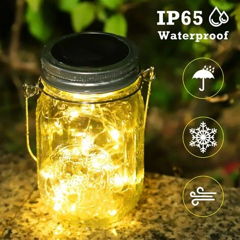 HIASDFLS 3 Pezzi Lanterne Solari Esterno - 30 LED Luci Solari Giardino Esterno, Lanterna Esterno Impermeabile IP65, Barattolo Di Vetro Lampade Solari A Sospensione Per Giardino, Albero, Patio, Decoraz 3 HIASDFLS 3 Pezzi Lanterne Solari Esterno - 30 LED Luci Solari Giardino Esterno, Lanterna Esterno Impermeabile IP65, Barattolo Di Vetro Lampade Solari A Sospensione Per Giardino, Albero, Patio, Decoraz - immagine 3