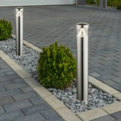 Lampada Da Terra Per Esterno Lampada A Colonna In Acciaio Inox Lampada Da Terra Da Giardino Argento, 1x LED 7 Watt 450 Lumen 3000K Bianco Caldo, Diametro Base 11,8 Cm Altezza 50 Cm -Vendite VIDAXL || LEDVANCE || STEINEL 59669759 5