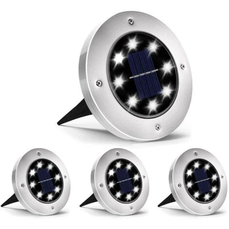 Faro Lampada LED Solare 4pz Giardino Faretto 8 LED Picchetto Segnapasso DR 1 Faro Lampada LED Solare 4pz Giardino Faretto 8 LED Picchetto Segnapasso DR
