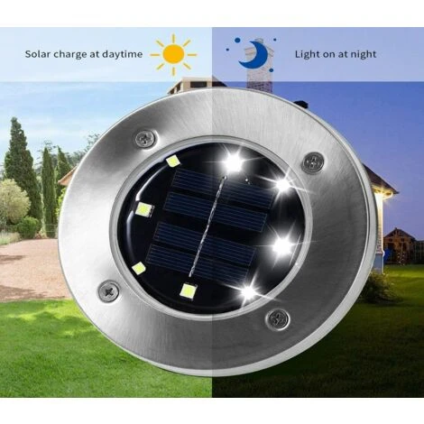 Faro Lampada LED Solare 4pz Giardino Faretto 8 LED Picchetto Segnapasso DR 2 Faro Lampada LED Solare 4pz Giardino Faretto 8 LED Picchetto Segnapasso DR - immagine 2