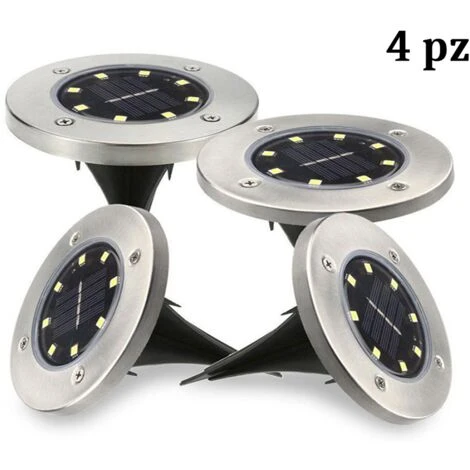 Faro Lampada LED Solare 4pz Giardino Faretto 8 LED Picchetto Segnapasso DR 5 Faro Lampada LED Solare 4pz Giardino Faretto 8 LED Picchetto Segnapasso DR - immagine 5