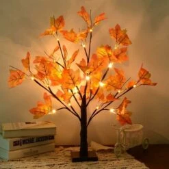 Luce Dell'albero A Foglia D'acero A LED, 50 Cm 24 LED A Batteria Foglie D'acero Da Scrivania (autunno) Luce Bianca Calda Dell'albero, Luci Della Stringa Di Foglie Decorative Autunnali, Perfette Per Il