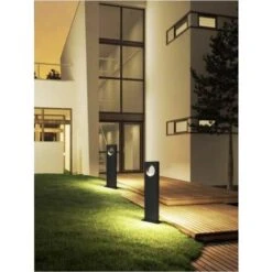 Lampione Da Terra Giardino Lampada Led Luce Calda 12 W Lampioncino Nero Moderno