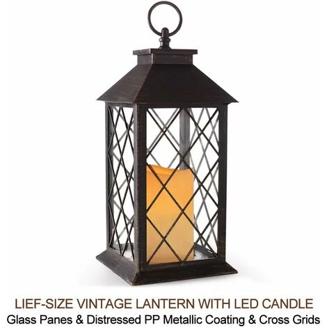 Confezione Da 2 Lanterne A Candela Vintage Da 35,6 Cm Con Candela Senza Fiamma A LED Tremolante (nero) - Lanterna A Candela A Energia Solare Per Esterni - Lanterna Decorativa Da Giardino Sospesa - Lan 2 Confezione Da 2 Lanterne A Candela Vintage Da 35,6 Cm Con Candela Senza Fiamma A LED Tremolante (nero) - Lanterna A Candela A Energia Solare Per Esterni - Lanterna Decorativa Da Giardino Sospesa - Lan - immagine 2